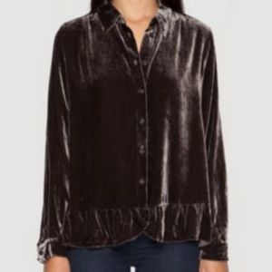 Velvet Button-Up Shirt - Black